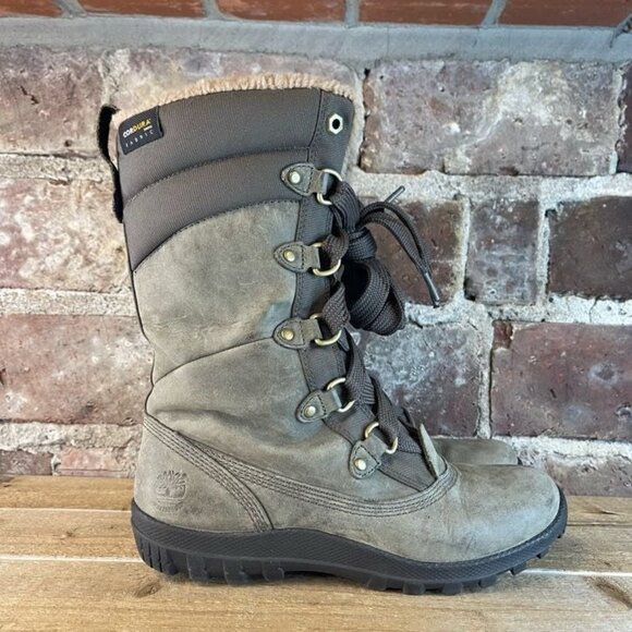Timberland Winter Boots Mount Hope Womens Olive Green Suede Leather Cordura 6.5 - Picture 1 of 8